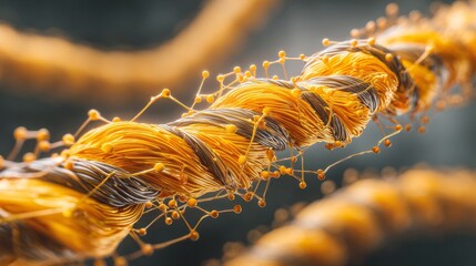 Microscopic view of intricate protein folding and molecular bonds, showcasing the complex structures fundamental to life and scientific research.