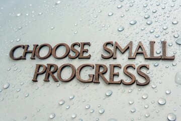 Metallic Lettering Promotes Choose Small Progress on Calm Background