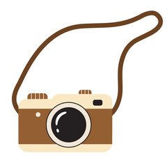 Vector illustration of a vintage camera in flat style, isolated on a white background. Suitable for themes of photography, travel, creativity, blogging, and print design. © TatiaPro