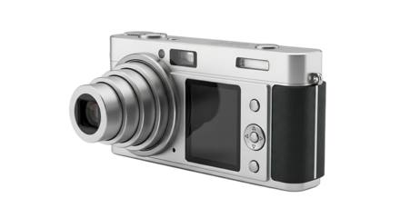 Retro Digital Camera Isolated on White Background.