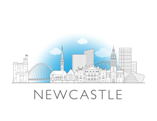 Newcastle upon Tyne, England, UK cityscape illustration skyline drawing