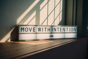 Text Panel Displays Move With Intention Surrounded by Soft Shadows