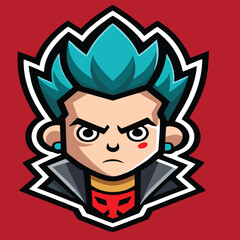 design logo vector icon cartoon character minimalist punk face
