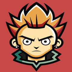 design logo vector icon cartoon character minimalist punk face