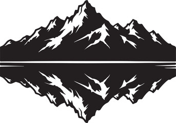 Mountain landscape silhouette with reflection