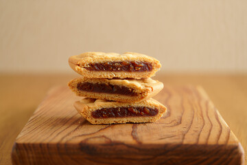 Fig Filled Cookies on Rustic Surface