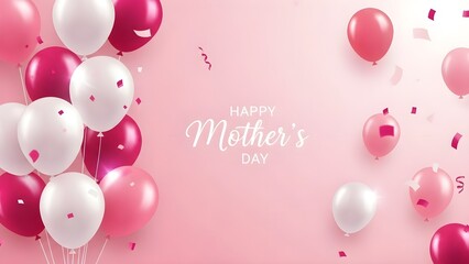 Happy mother's day celebration with pink and white balloons