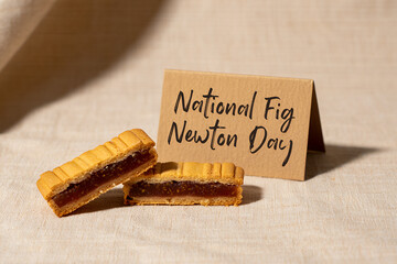 Fig Filled Cookies on Rustic Surface