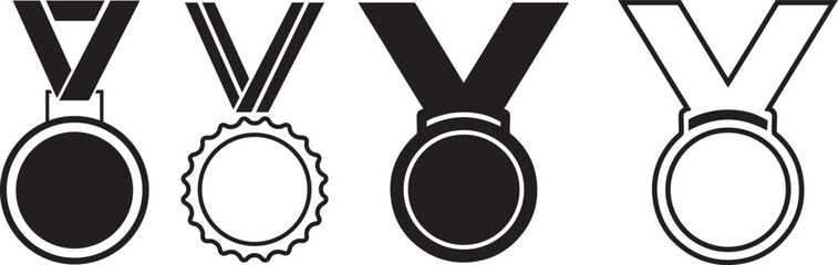 Award Medal Vector Set. Winner Achievement Badge Vector Illustration.