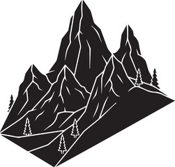 Mountain landscape with trees isolated