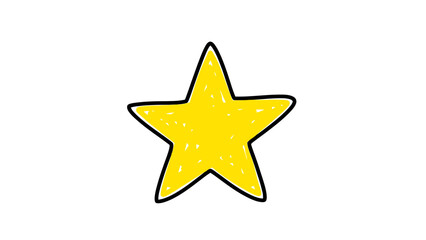 Obraz premium Hand Drawn Yellow Star Shape Element Isolated on White Background