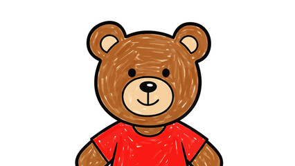 Charming Hand Drawn Teddy Bear Character Wearing a Red Shirt © Jonmart