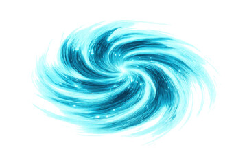 Blue swirling energy vortex creating a dynamic portal effect with glowing particles on transparent background