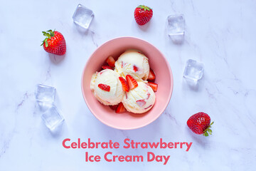 Strawberry Ice Cream Scoops Dessert