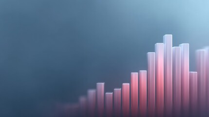 Glass Chart with Ascending Bars Representing Financial Growth Concept in a Soft Focus Background