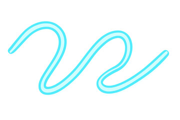 Cyan glowing waving line forming abstract squiggle on transparent background for modern digital design element
