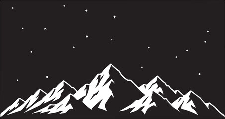 mountain range silhouette under starry sky