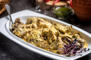 Creamy beef stew in rich sauce