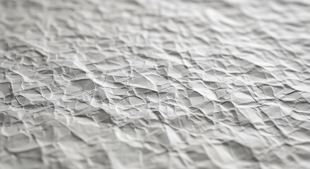 Close-up of crumpled paper texture, showing gray shades and uneven surface, ideal background for design projects, offering a distressed or abstract look