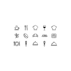 Food and dining icons isolated on transparent background