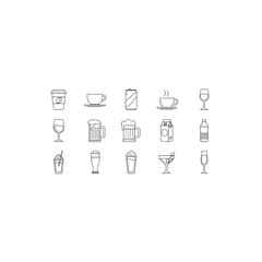 Collection of beverage containers isolated on transparent background