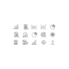 Business analytics icons isolated on transparent background