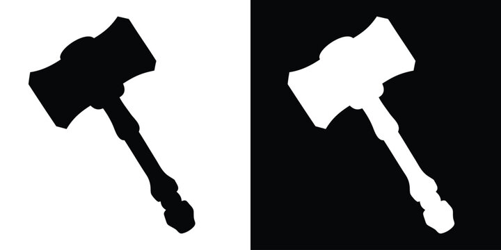 Thor hammer vector icon, hammer silhouette vector