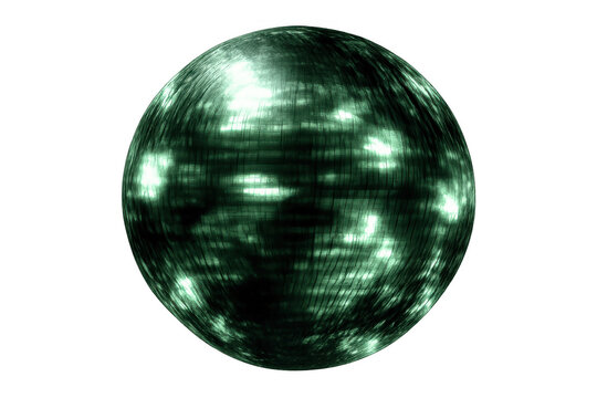 Green glowing sphere presenting abstract energy, a futuristic orb with metallic texture on transparent background - Powered by Adobe