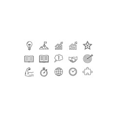 Business and success icons isolated on transparent background