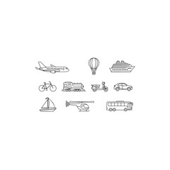 Various modes of transportation isolated on transparent background