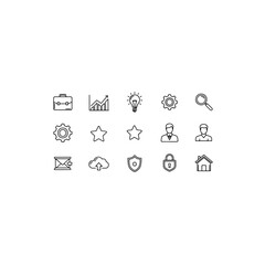 Business and technology icons isolated on transparent background