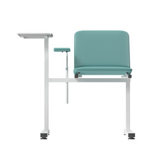 Modern waiting room chair with integrated writing tablet and armrest