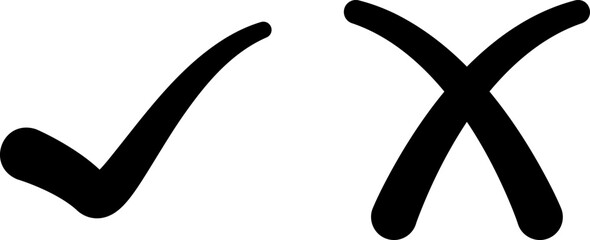 Marks indicating acceptance and rejection