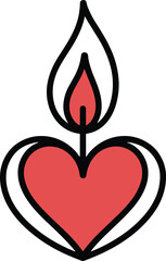 Obraz premium Title: Red heart with a flame on in a simple and clean line style