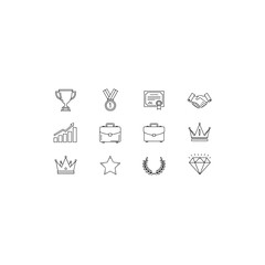 Achievement and success icons isolated on transparent background