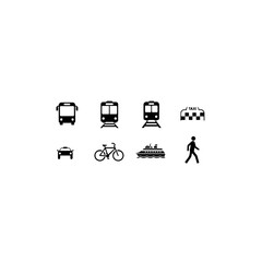 Various modes of transportation isolated on transparent background