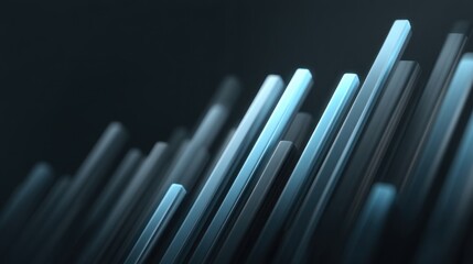 Glossy Glass Bars Visualization Representing Business Growth in Modern Design with Blue and Gray Tones for Stock Photo Use