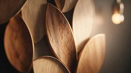 Polished and layered reclaimed wood planks with subtle gold edging creating a warm, organic textured background.