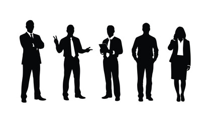 Group of business people in various poses depicted as a silhouette