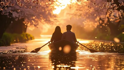 Romantic Sunset Boat Ride for Two on a Serene Lake.