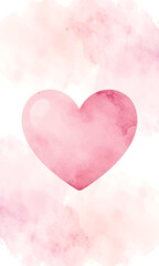 Obraz premium soft pastel pink heart romantic watercolor style floats center dreamy