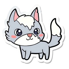 Obraz premium Adorable Cartoon Kitten Sticker Illustration.
