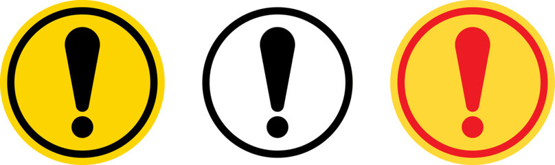 Three alert symbols in different colors