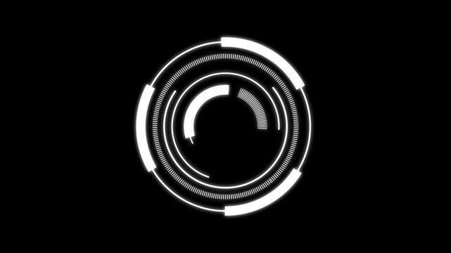 Futuristic HUD Sci Fi Portal Animation with Circular Digital Interface and Cyber Tunnel Abstract Technology Gateway High Tech Virtual Cyberspace Funnel Wireframe. 4K Video