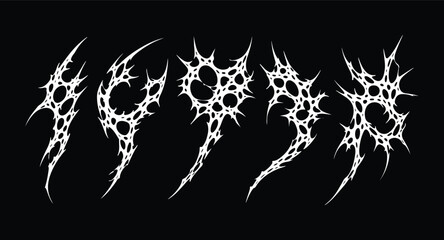 set y2k neo tribal sigilism tatto pack. Flame shape in liquid mercury. skeletal web abstract neo tribal cyber sigil gothic melted modern burn form, design element.