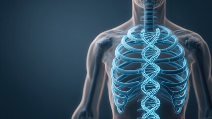 Customized Healthcare Concept Showing DNA Helix Integrated with Human Anatomy for Personalized Treatment Options in Medical Illustration