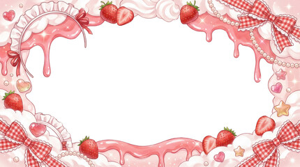 イチゴとホイップクリームの甘いスイーツフレーム
