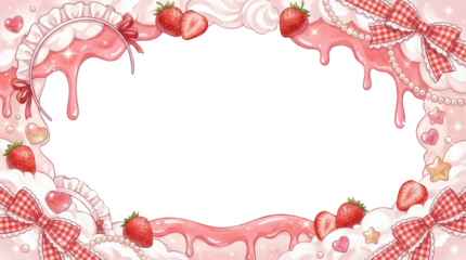イチゴとホイップクリームの甘いスイーツフレーム