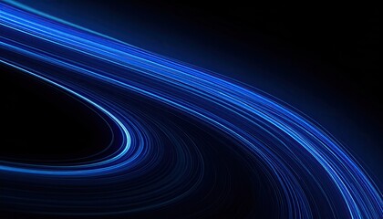 Dynamic, abstract, blue light trails against a black background, creating visual movement