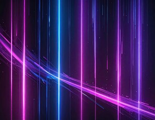 Digital abstraction with vibrant neon lines of blue, violet and pink on a dark background